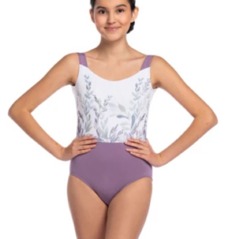 Ainsliewear Purple and White Floral Leotard